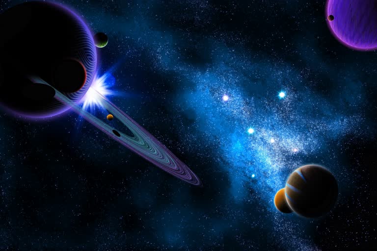 有一个以行星为背景的太空场景图像